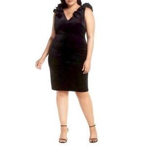 Chelsea28 Ruffle Velvet Sheath Black Dress Plus Size - NWT